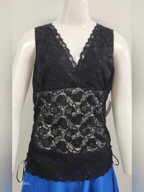 Oh Yes Plus Y2K Black Floral Lace  Shirt Juniors xxxl(fits like Junior Med) NWT